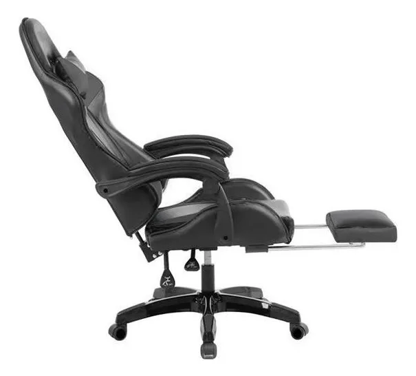 Cadeira Gamer 135° Reclinável 120kg Couro PU Apoio de Pés Ergonômica Preta