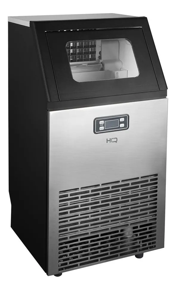 Máquina de Gelo Profissional HQ 45kg Turbo Ice Preta e Inox HQ-HQMGI45